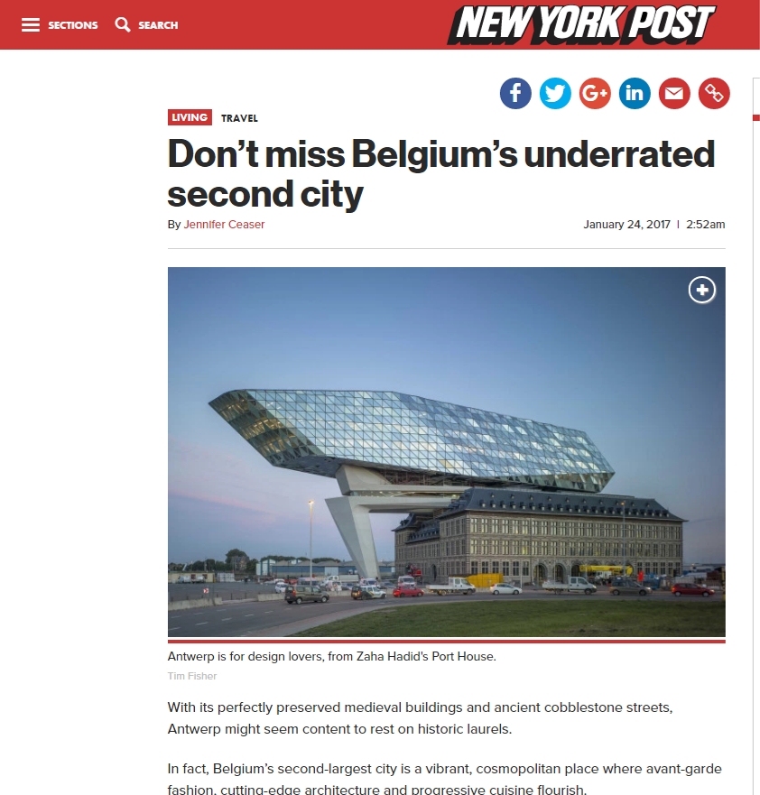 New York post is laaiend enthousiast over Antwerpen (Antwerpen) Gazet