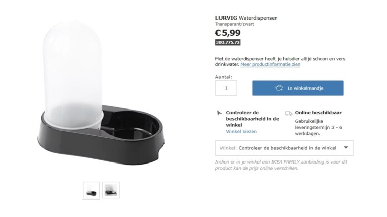 Twee honden stikken in waterdispenser: Ikea roept product terug