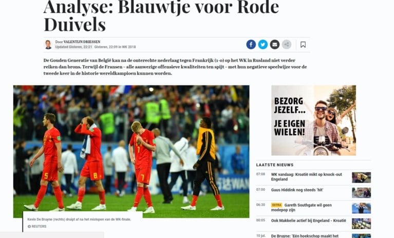 Voltallige wereldpers prijst Rode Duivels: “België schreef geschiedenis als één van de mooiste WK-verliezers ooit”