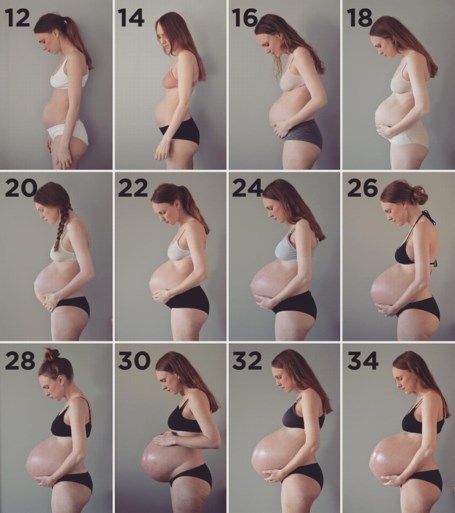 Mama van drieling toont hoe haar enorme babybuik eruitziet na de bevalling