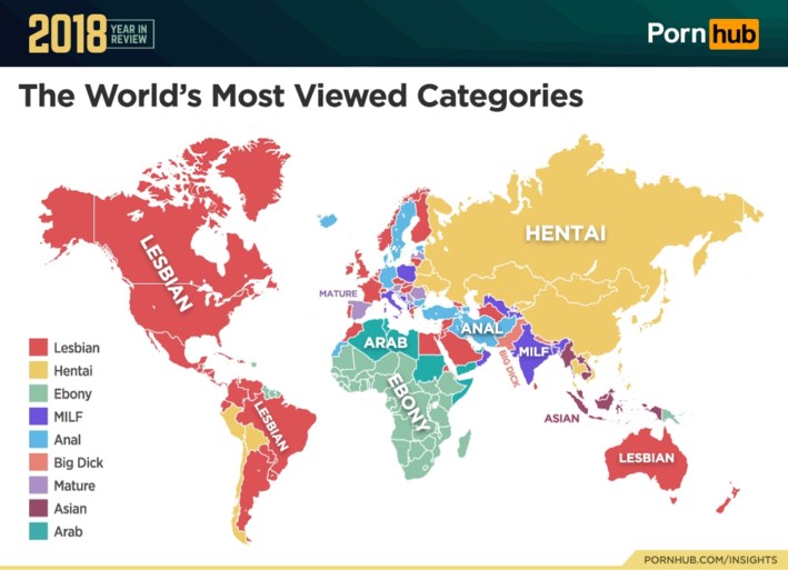 33,5 miljard keer gekeken naar PornHub in 2018 : dit zijn hun hoogtepunten en favorieten