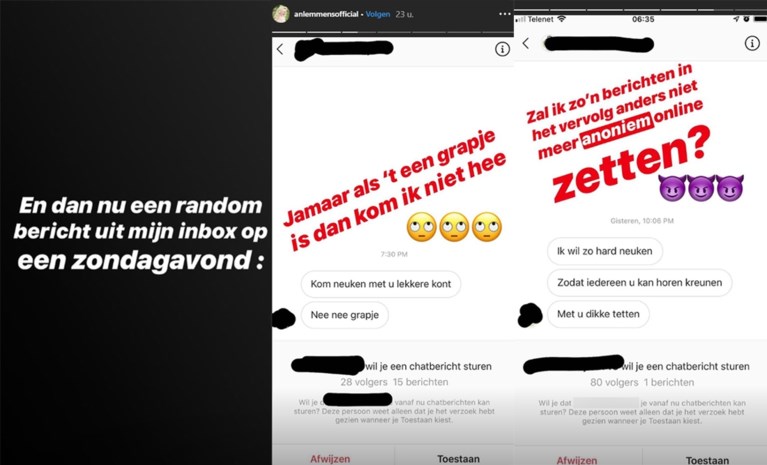An Lemmens maakt komaf met vunzige berichten op Instagram: “Zal ik het eens niet anoniem delen?”