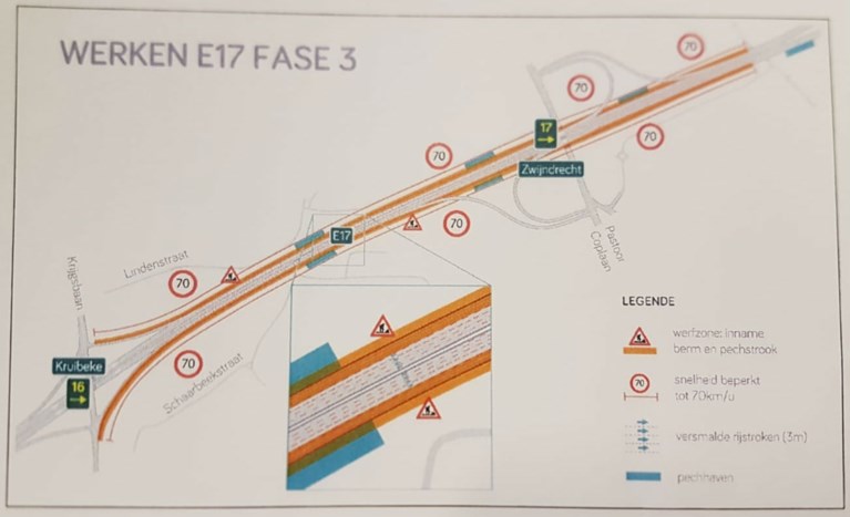 Vanaf mei hinder verwacht aan E17 in Linkeroever door werken in kader van Oosterweel