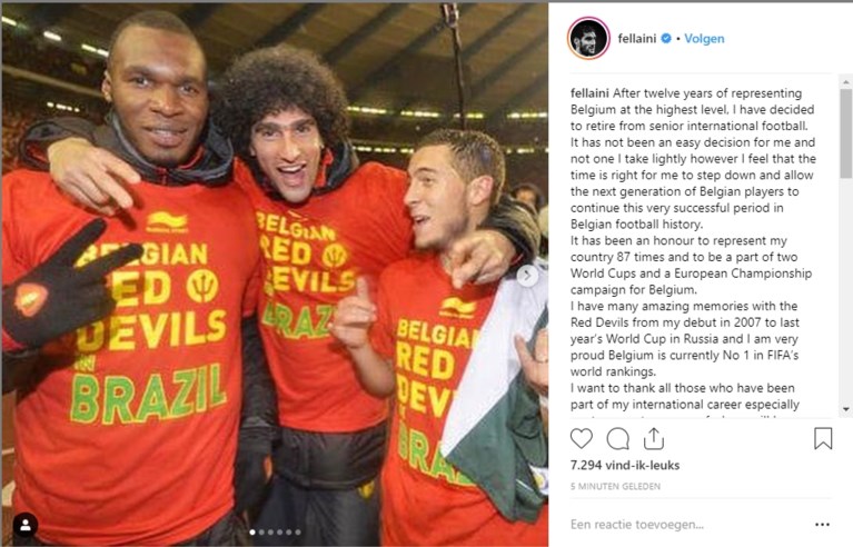 Marouane Fellaini stopt na twaalf jaar als Rode Duivel, goed voor 87 interlands en achttien goals
