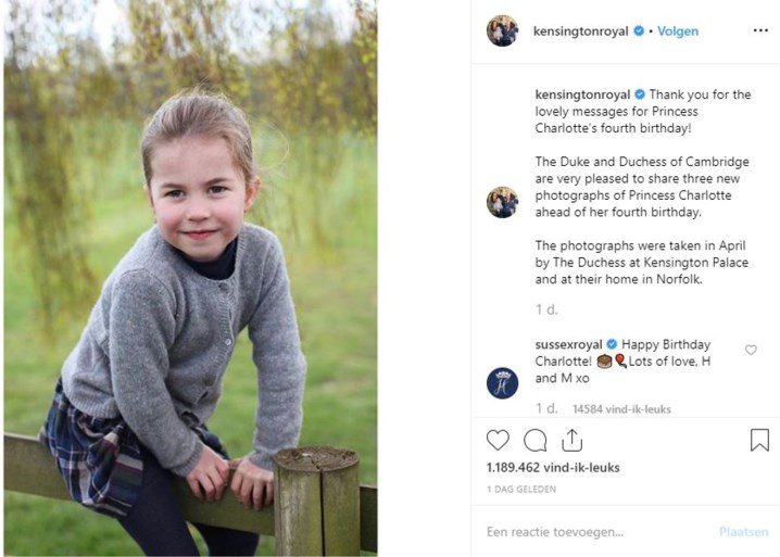 Ook prinses Charlotte krijgt lief berichtje van prins Harry en Meghan