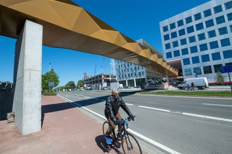 Rode loper uitgerold op nieuwe wandelbrug aan Berchem Station