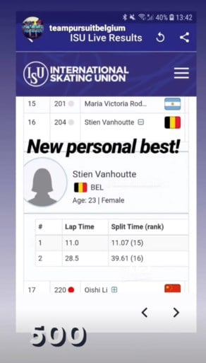 Stien Vanhoutte verbetert Belgisch record op 500 meter op Wereldbeker schaatsen in Kazachstan