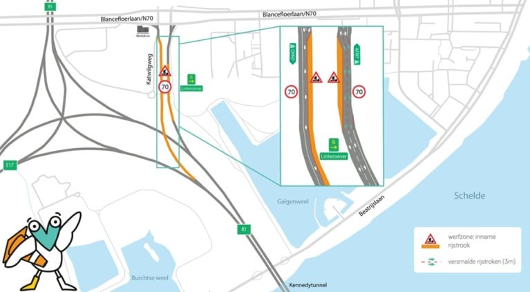 Op- en afrit Linkeroever schuiven deels op: verkeer kan ook tijdens werken gewoon door