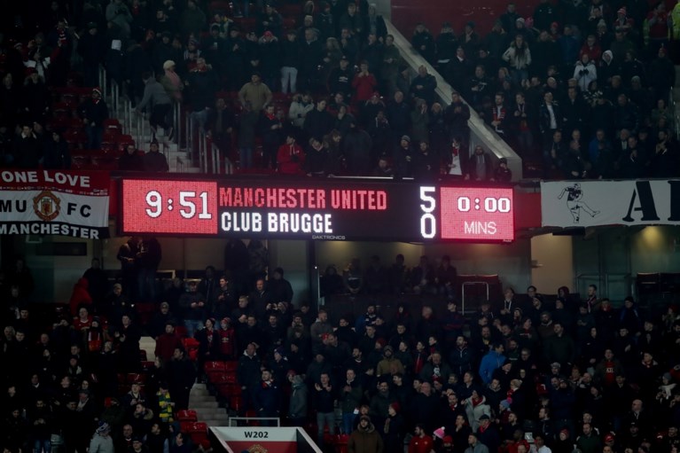 Tienkoppig Club Brugge verlaat Europees toneel met forfaitcijfers tegen Man United