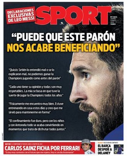 Lionel Messi denkt dat coronabreak Barcelona kan helpen om Champions League te winnen: 'Dit kwam ons niet slecht uit'