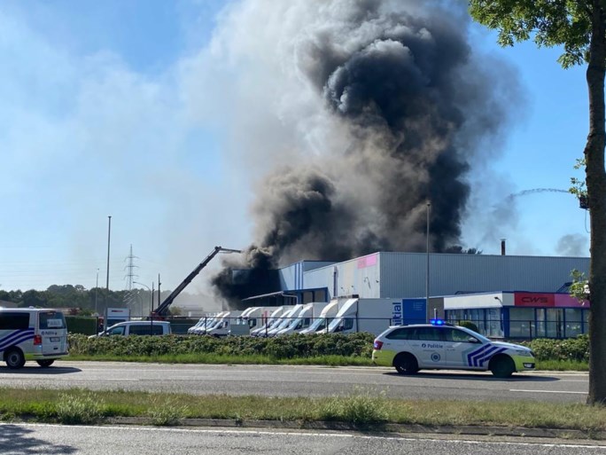 Grote brand op bedrijventerrein in Wijnegem is onder controle: één lichtgewonde