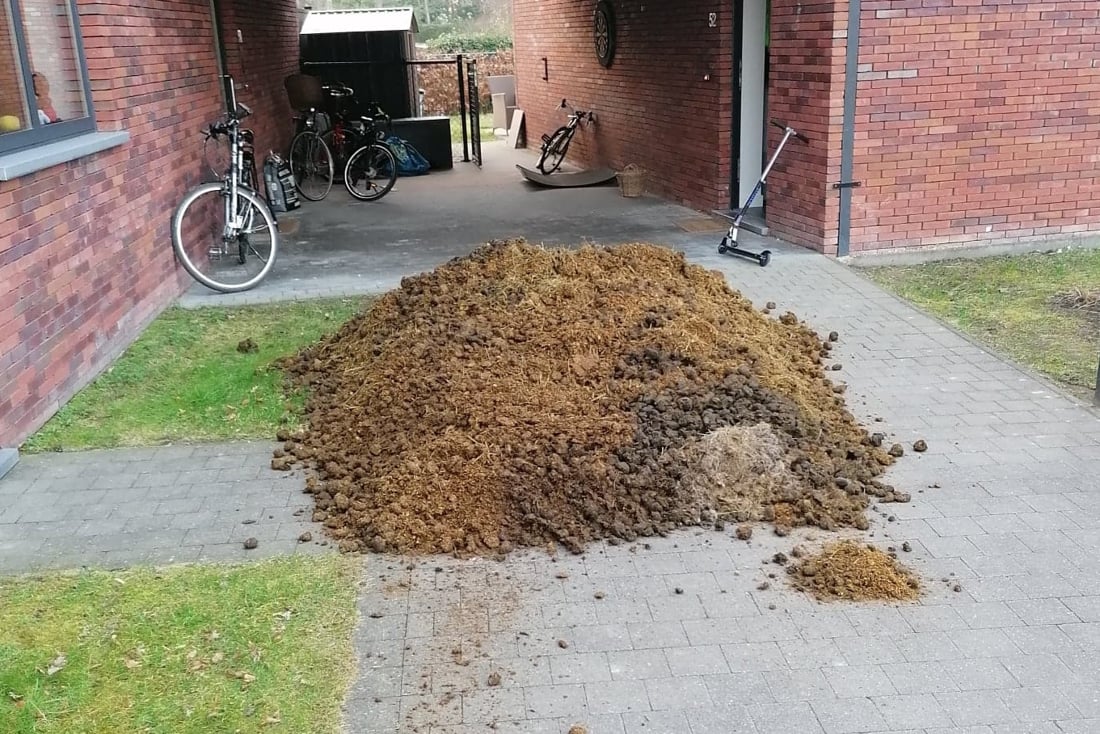 Bewoners vinden hoop paardenmest voor hun deur
