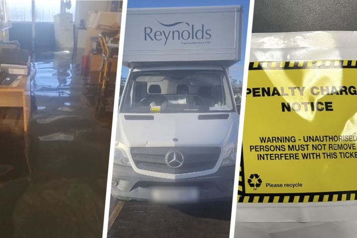 Zaakvoerder parkeert bestelwagen op straat omdat bedrijf onder water staat door storm, “overijverige” parkeerwachter schrijft boete uit