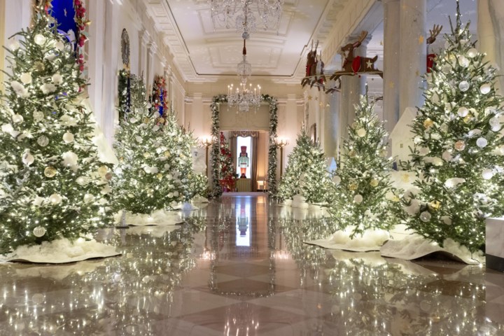 98 kerstbomen én miniatuurversie in peperkoek brengen Witte Huis in kerststemming