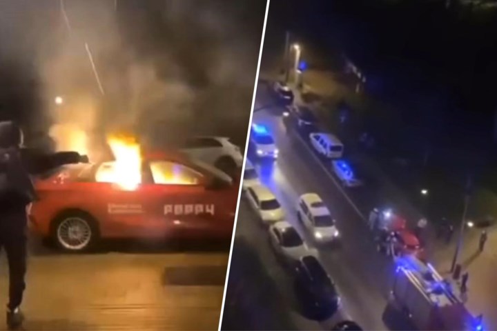 Jongeren steken auto met vuurwerk in brand in Brussel en lachen toesnellende politie uit
