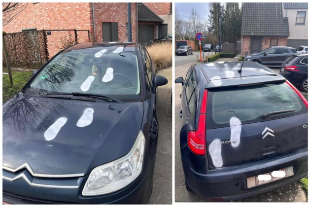 Incorrect parking during the Club Brugge-Anderlecht match gets white shoes painted on the car